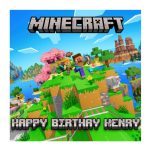 Minecraft Personalised Edible Cake Topper Rectangle/Square Multiple Sizes