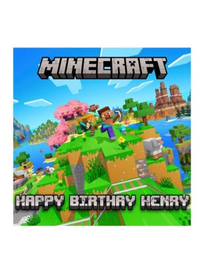 Minecraft Personalised Edible Cake Topper Rectangle/Square Multiple Sizes